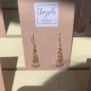 Cubic zirconia gold earrings